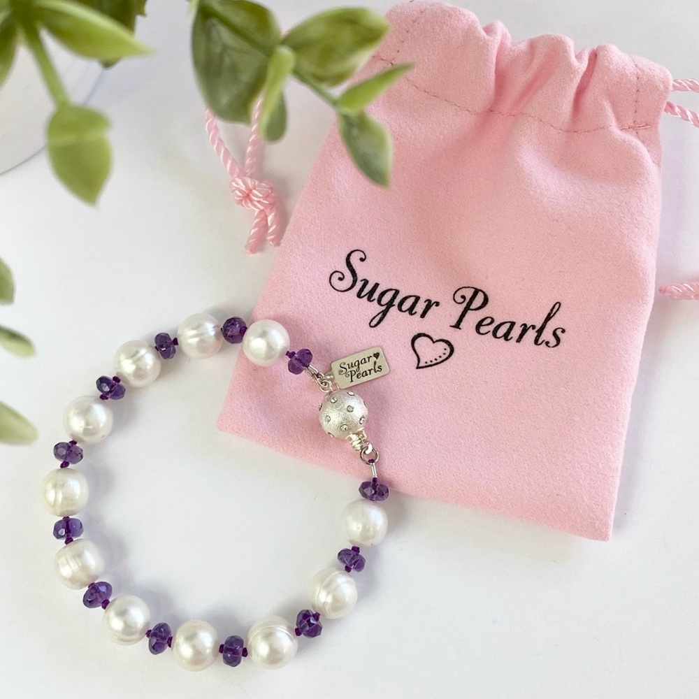 Freshwater Pearl & Amethyst Bracelet - Picture 2 of 5